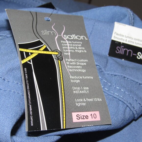 NWT SLIM-SATION Blue Pull-On Tummy Control Pants Narrow Size 10 - Picture 7 of 7